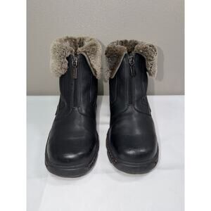 Blondo 8 Black Waterproof Leather Ankle Boots Shearling Lined Front Zip Foldover